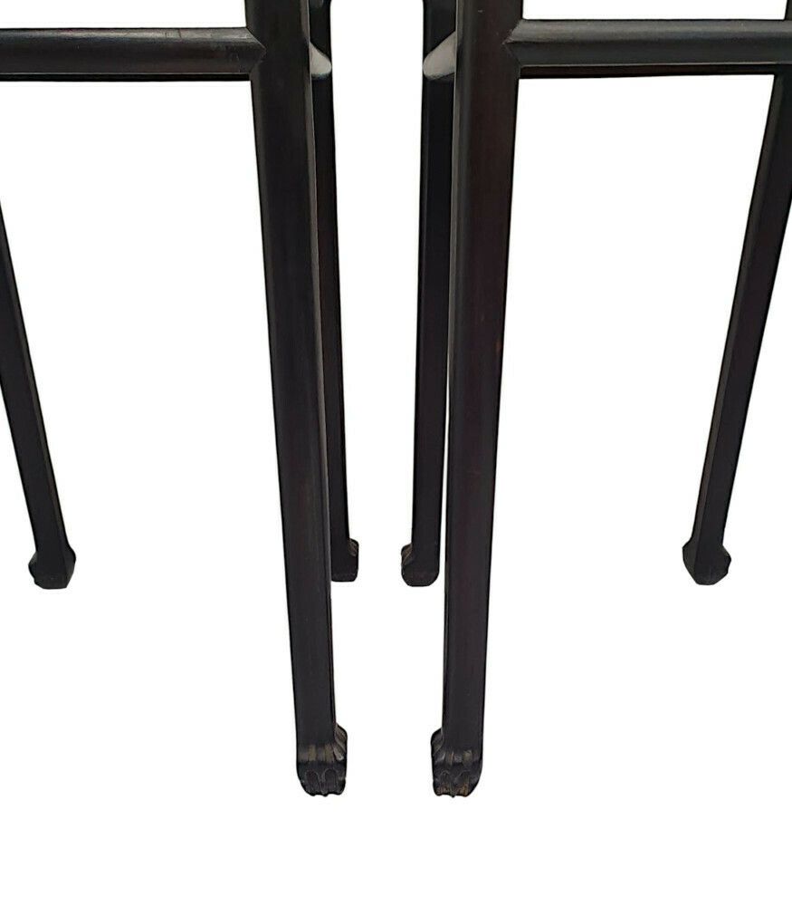 A Very Rare And Fine Pair Of 19th Century Chinese Marble Topped Plant Or Bust Stands photo vinterior