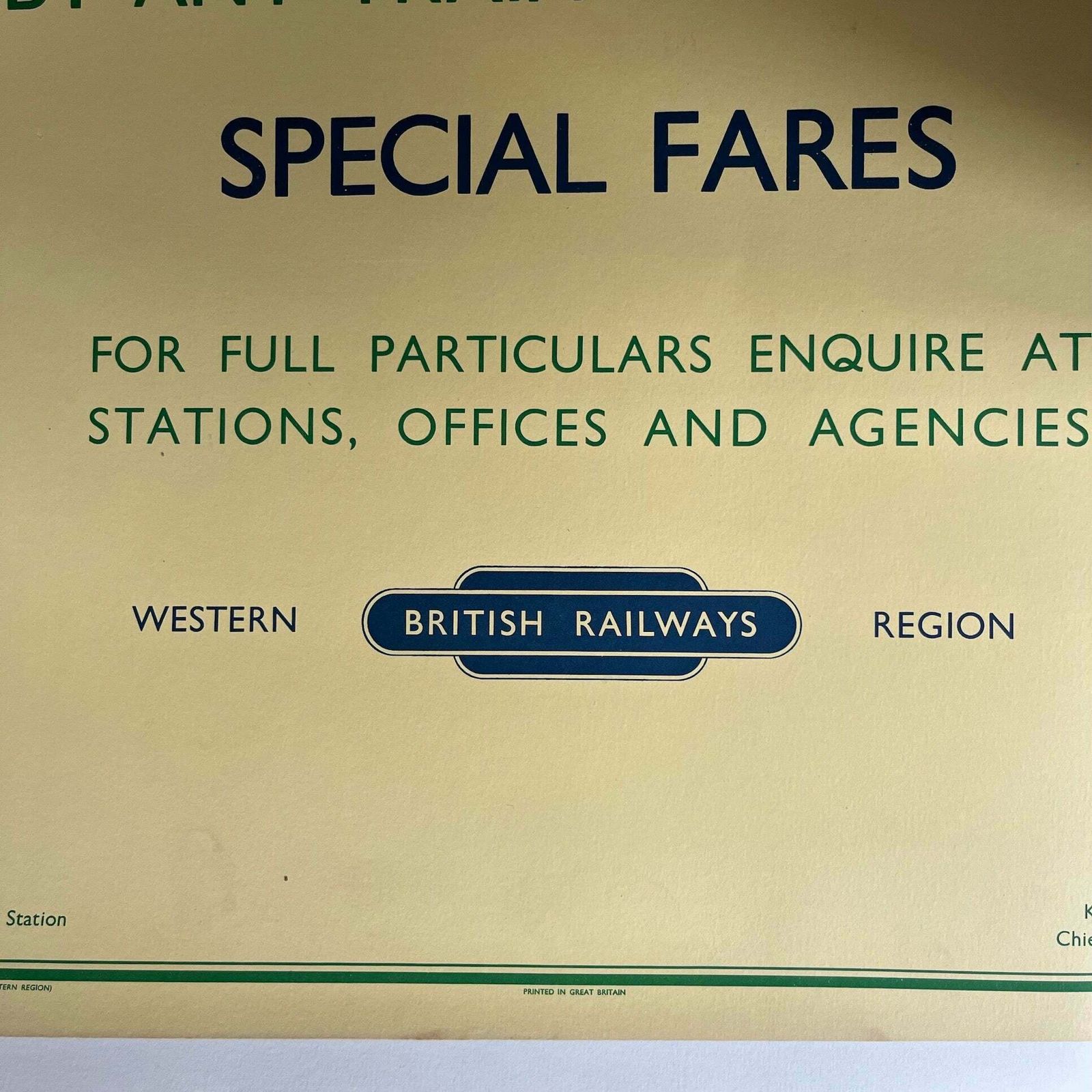 British Rail Poster, Special Fares, 1950s photo for sale