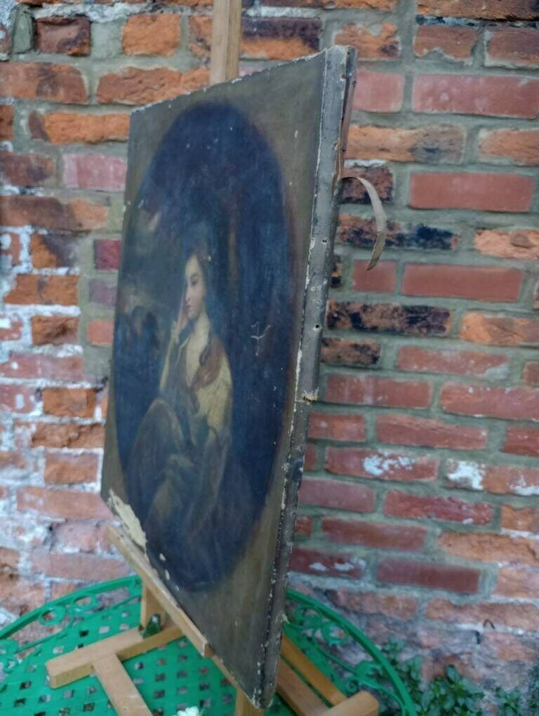 Beautiful Antique Georgian Oil Portrait Painting By Follower Of Gainsborough photo vinterior