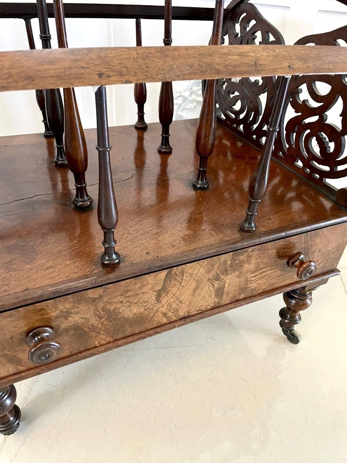 Large Antique  Freestanding Burr Walnut Canterbury photo vintage