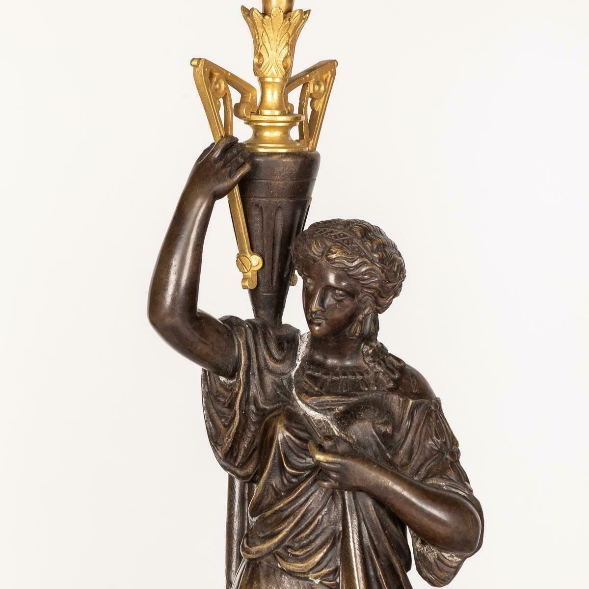 photo furniture 19th Century French Pair Of Ormolu Bronze Candelabra On Black Marble C.1870