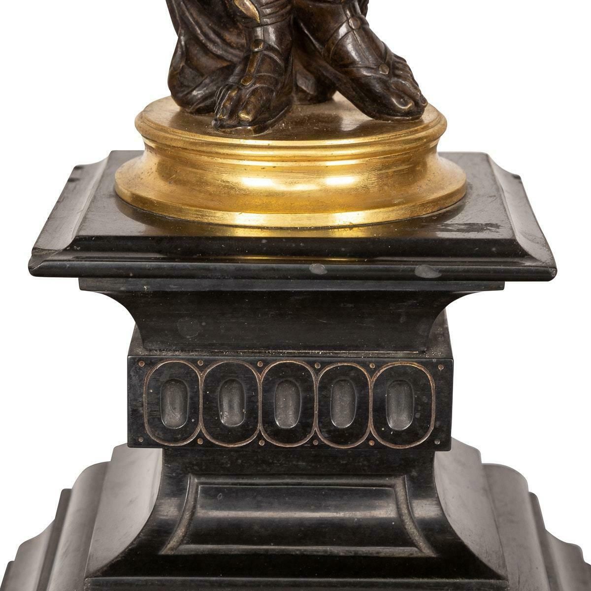 photo buy 19th Century French Pair Of Ormolu Bronze Candelabra On Black Marble C.1870