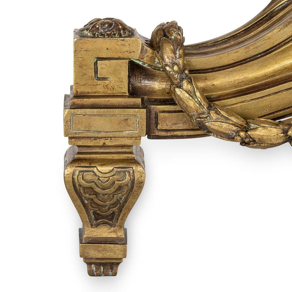 18th Century French Pair Of Ormolu Bronze Fireplace Chenets, C.1750 photo for sale