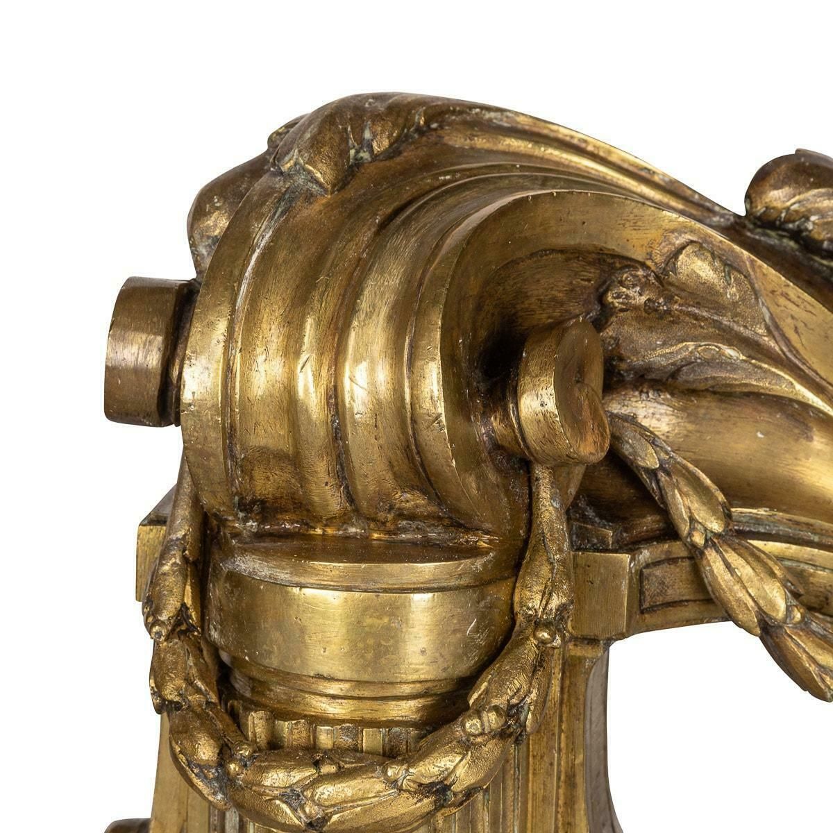 18th Century French Pair Of Ormolu Bronze Fireplace Chenets, C.1750 photo vintage