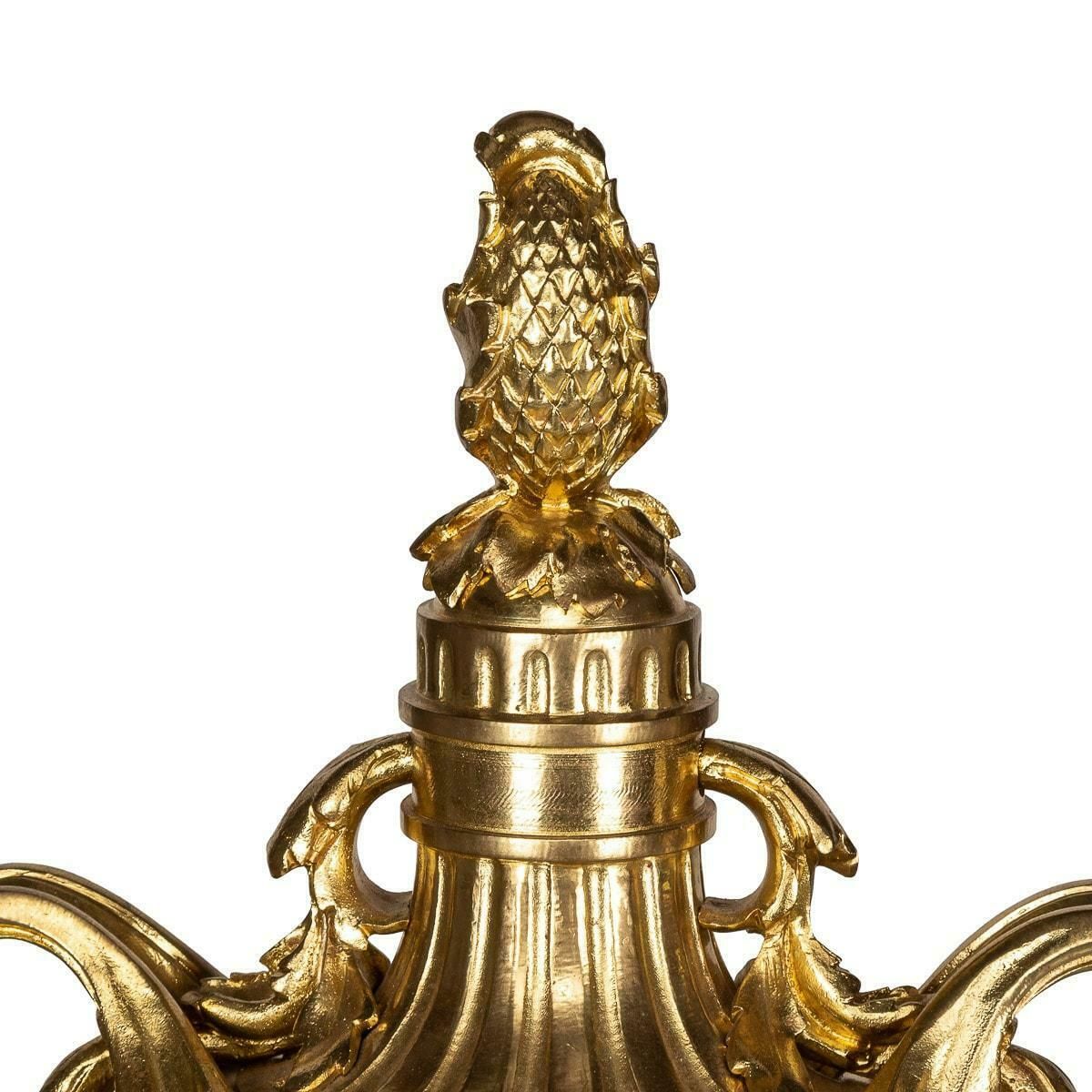 19th Century French Pair Of Ormolu Bronze Fireplace Chenets, C.1840 photo for sale