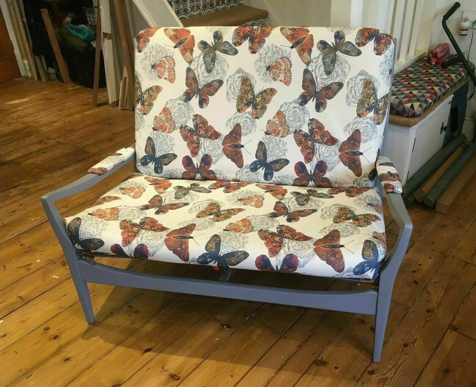 Mid Century Cintique Reupholstered Loveseat