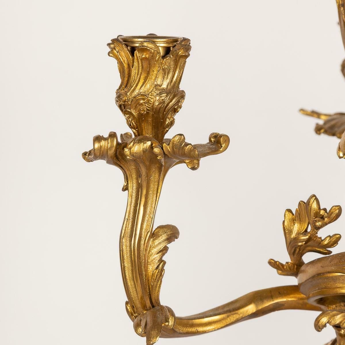 19th Century French Pair Of Louis XV Style Ormolu Four Light Candelabra, C.1880 photo buy