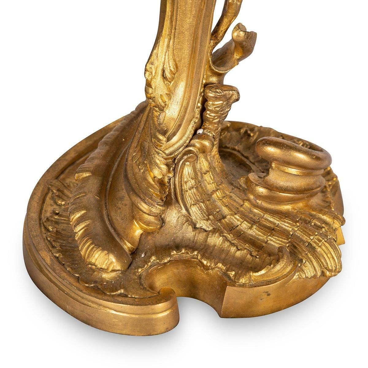 5595.0 19th Century French Pair Of Louis XV Style Ormolu Four Light Candelabra, C.1880 photo