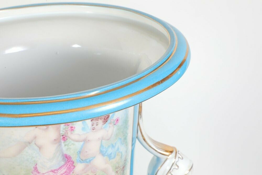 Pair Sevres Urns Porcelain Cherub Campana Vase photo buy