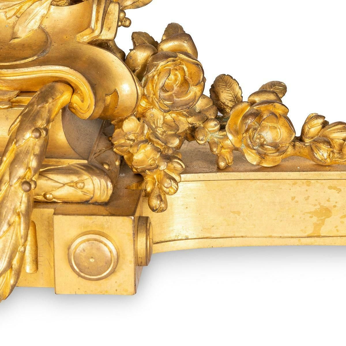 photo vintage 19th Century French Pair Of Ormolu Bronze Fireplace Chenets, C.1840