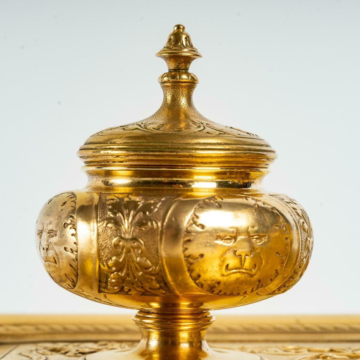 Double Inkwell Of The Xixth Century In Gilded Bronze photo vinterior
