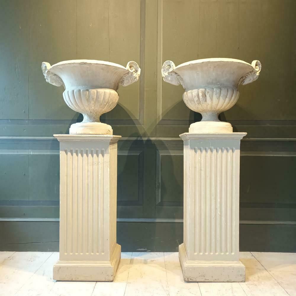 A Pair Of 19th Century Limestone Urns photo Home Decor