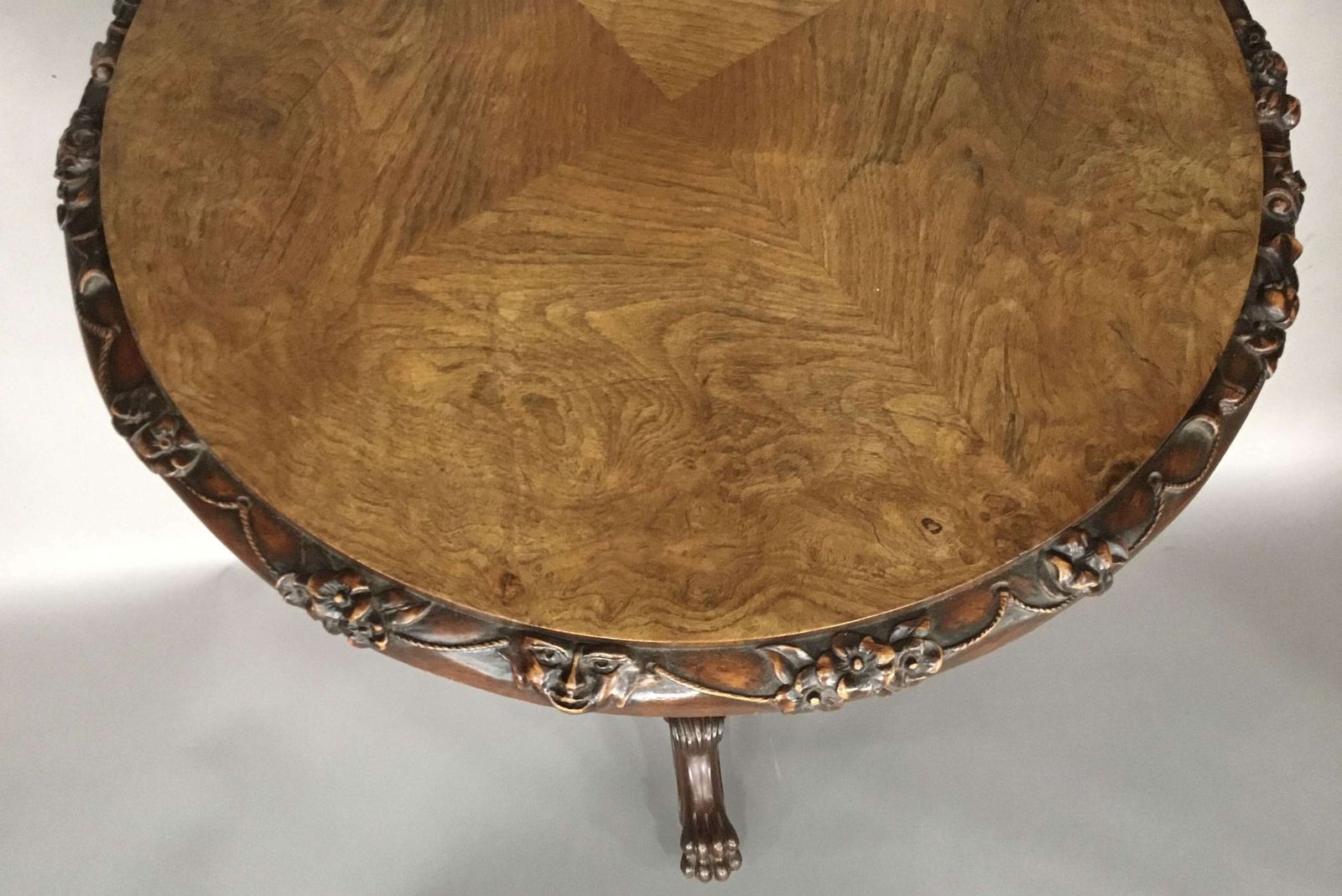 photo for sale George IV Irish Pollard Oak Tripod Occasional Table