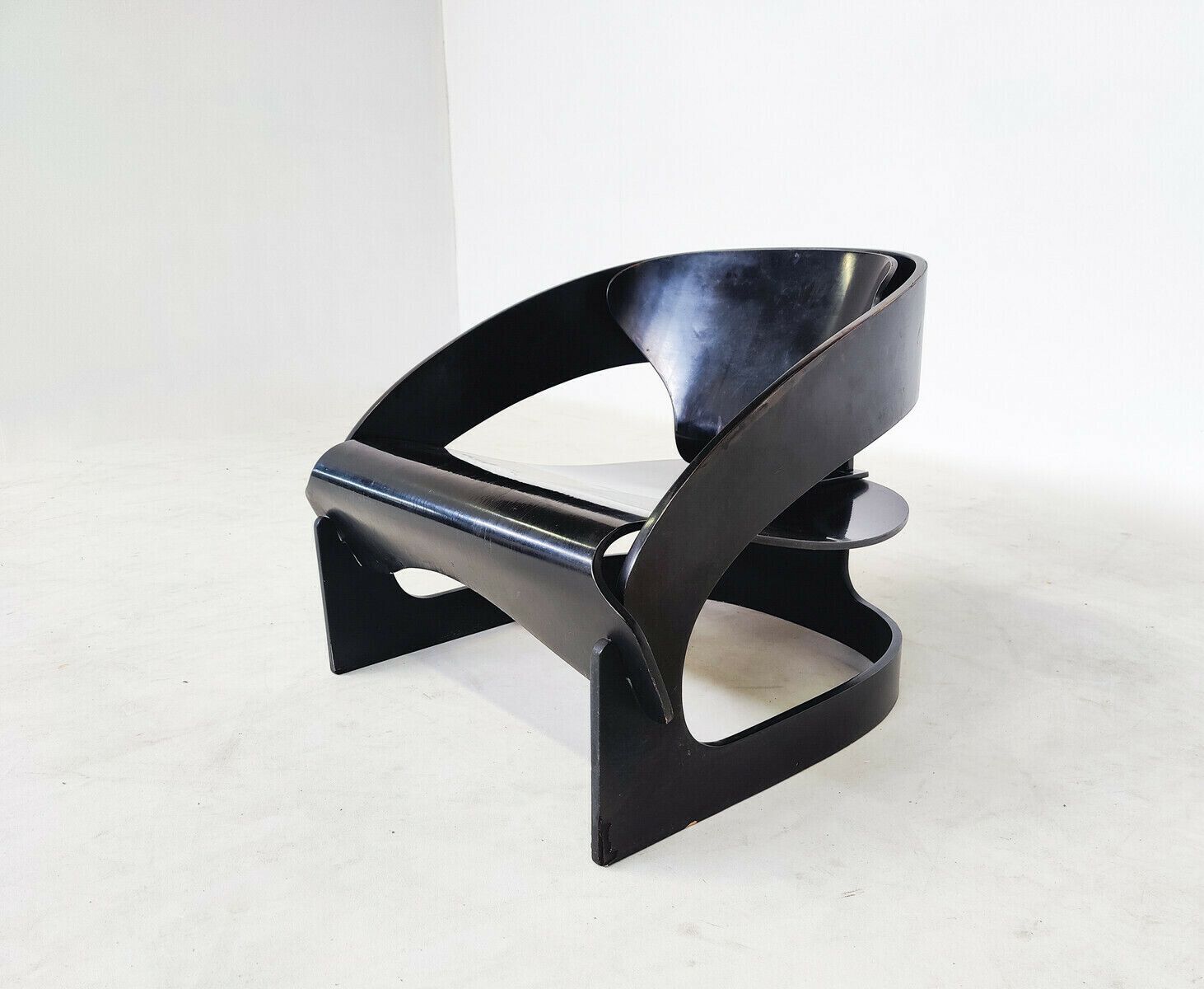 Black Wooden "4801" Armchair By Joe Colombo For Kartell photo Furniture