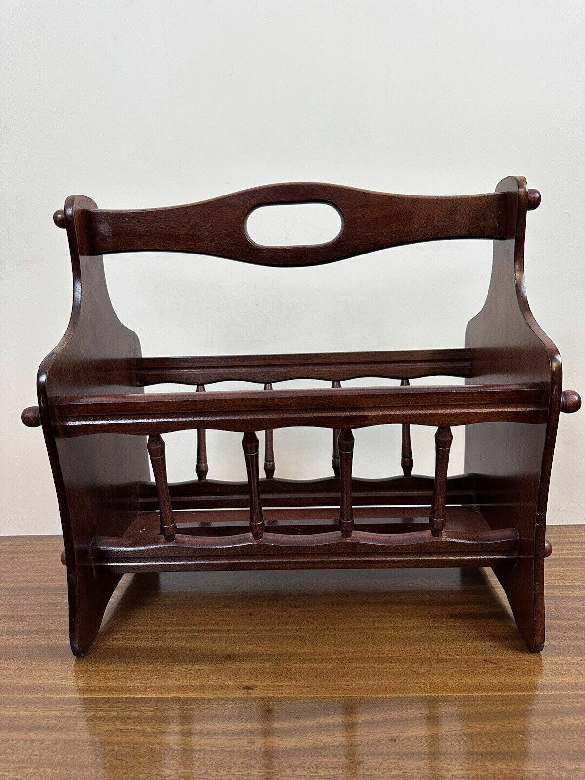 Mid Century Mahogany Magazine Book Rack Holder