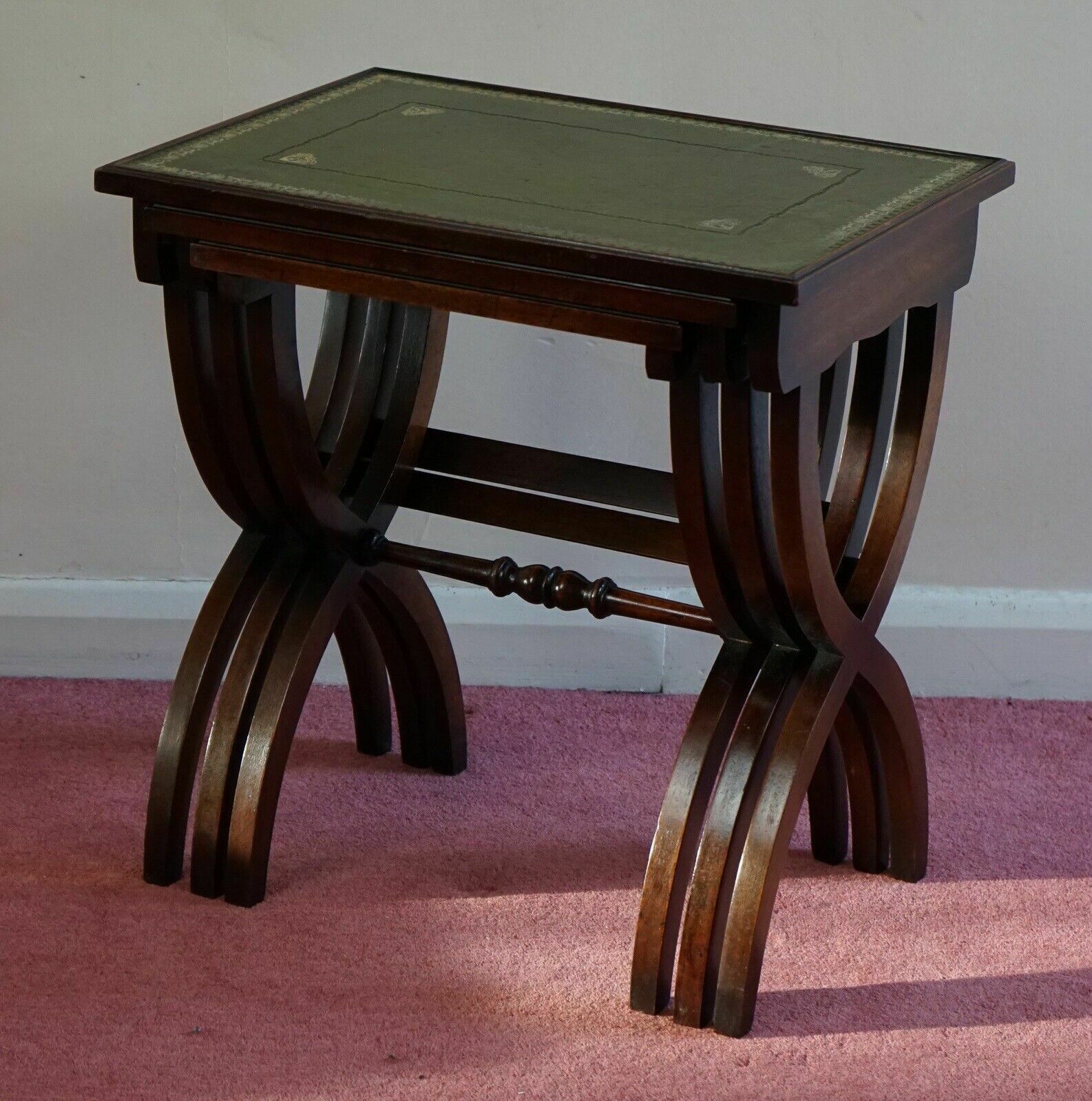 Antique George Lll Mahogany Nest Of Three Table photo vintage