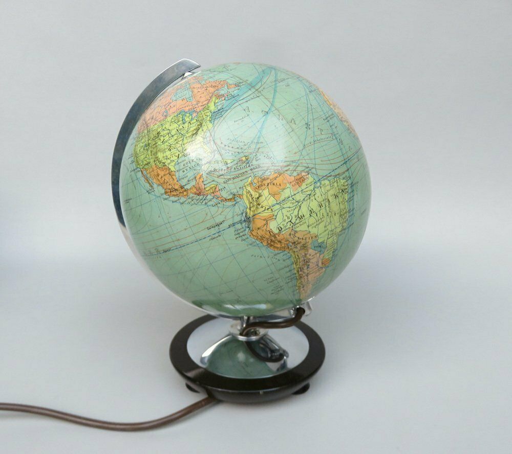 photo vintage Terrestrial And Celestial Globes From Columbus, 1950s, Set Of 2