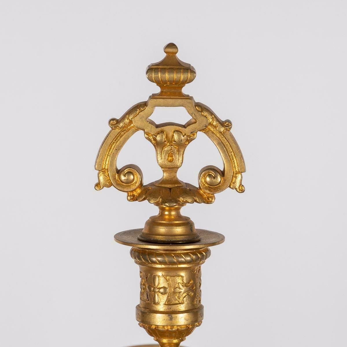 19th Century French Ormolu Mounted Rouge Griotte Nine Light Candelabra, C.1870 photo buy