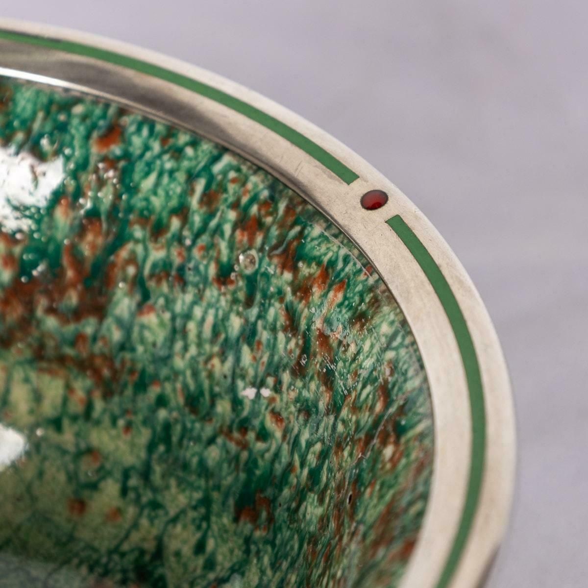 Home Decor 20th Century French Flambé Glaze Pottery & Silver Mounted Bowl, C.1900 photo
