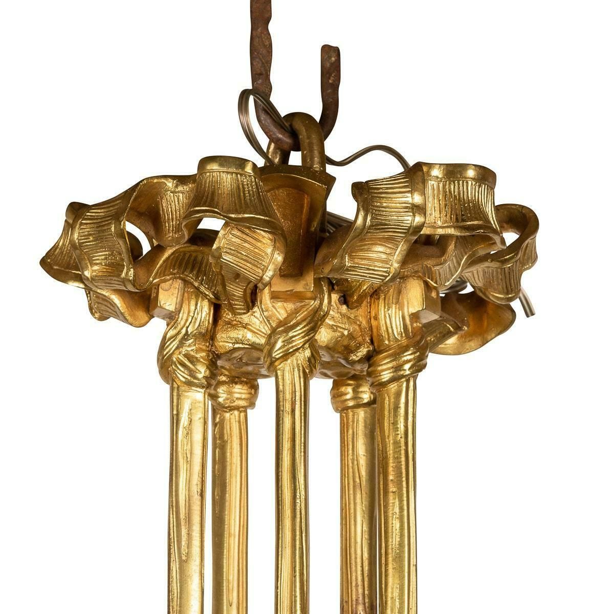 19th Century French Empire Ormolu Chandelier With Trumpet Light Fittings, C.1870 photo for sale