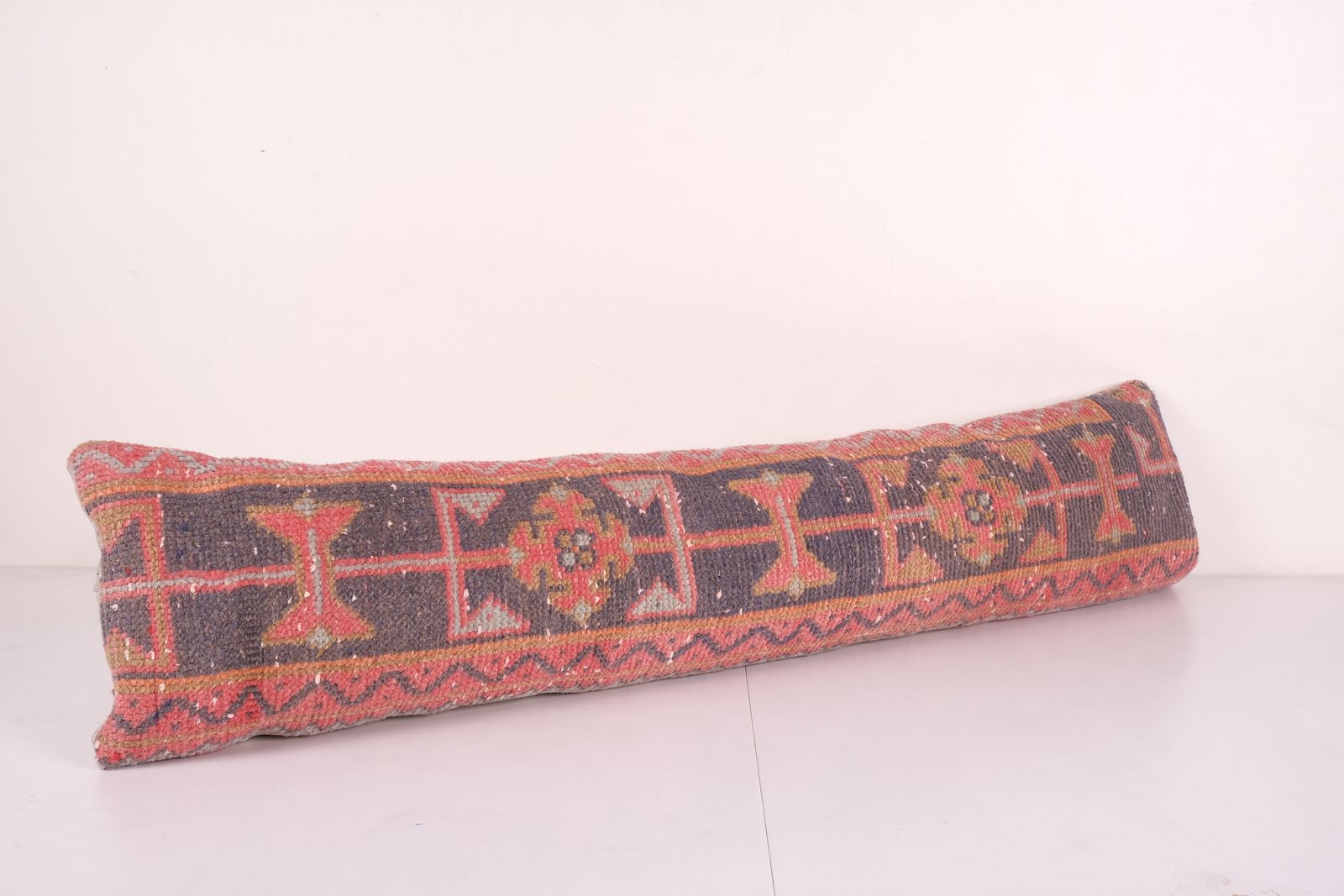 Vintage Turkish Cushion, King Size Oushak Bedding Pillow Cover, Brown Carpet 10'' X 45'' photo for sale