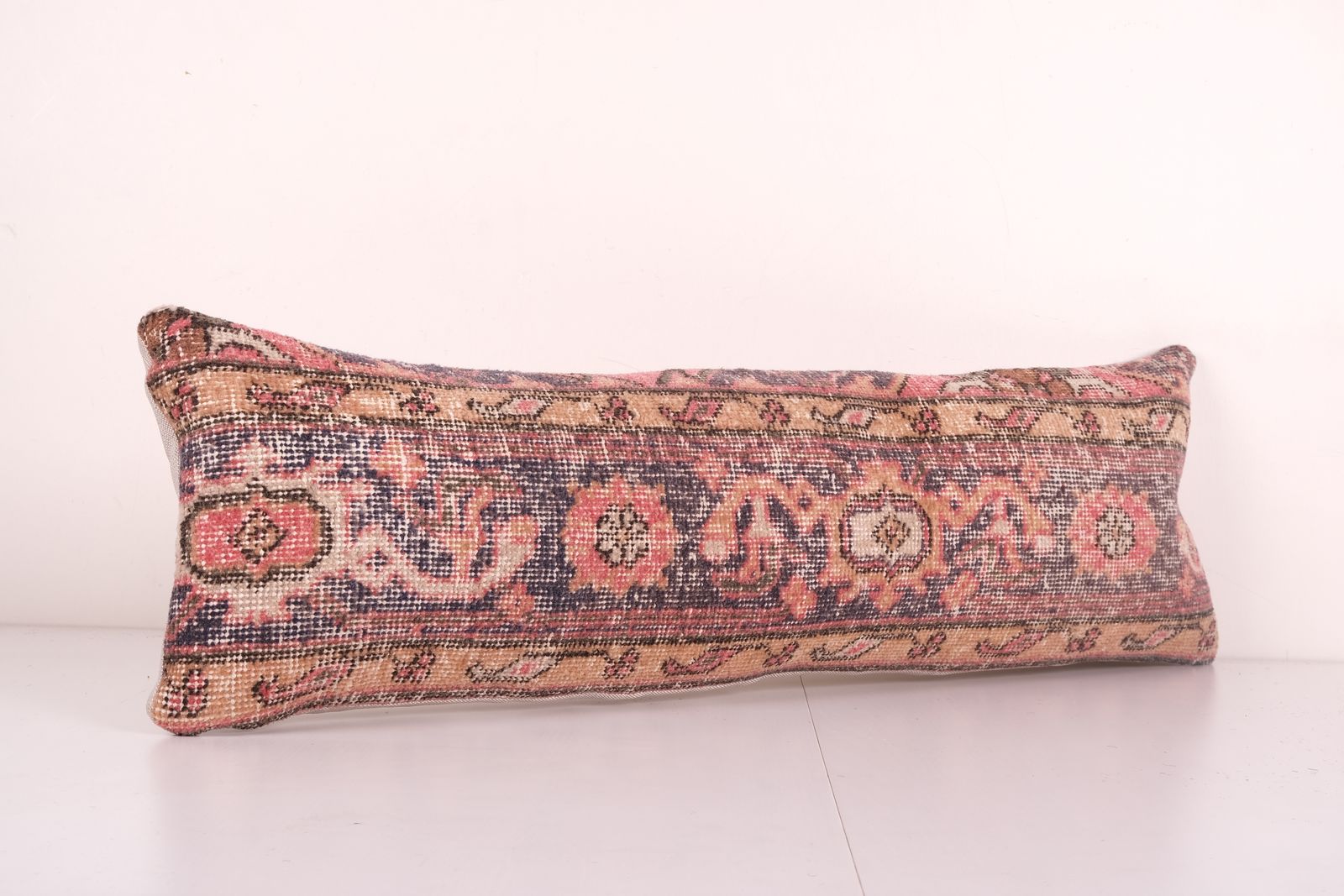 Bohemian Bedding Oushak Pillow Cover, Long Turkish Lumbar Pillow With Mid Century Design, Wool Woven Hippie Pillow 12'' X 35'' photo Textiles