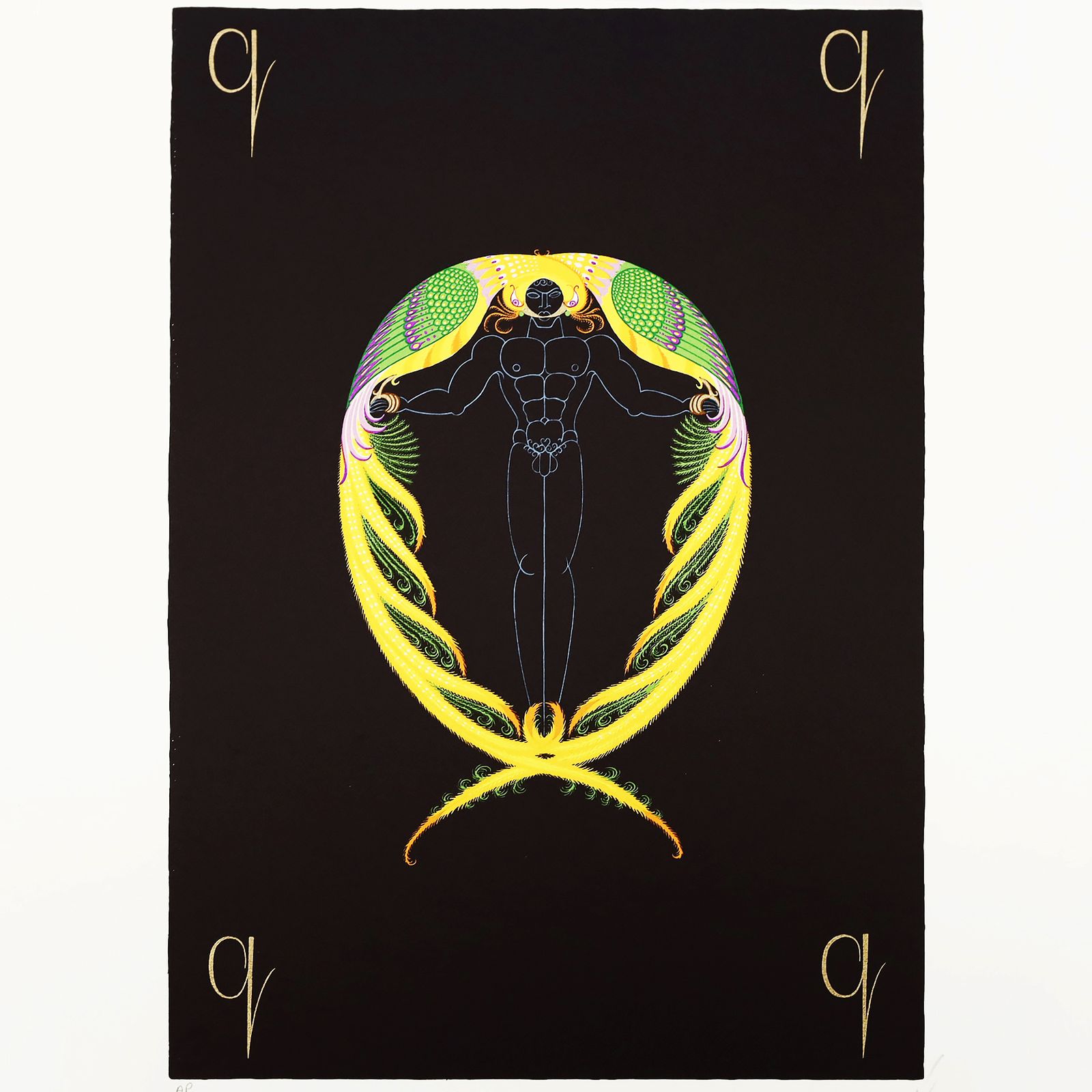 Rare Artist Proof Letter ‘Q’ Erté (Romain De Tirtoff)  Alphabet Limited Edition Serigraph Print From 1976 photo furniture