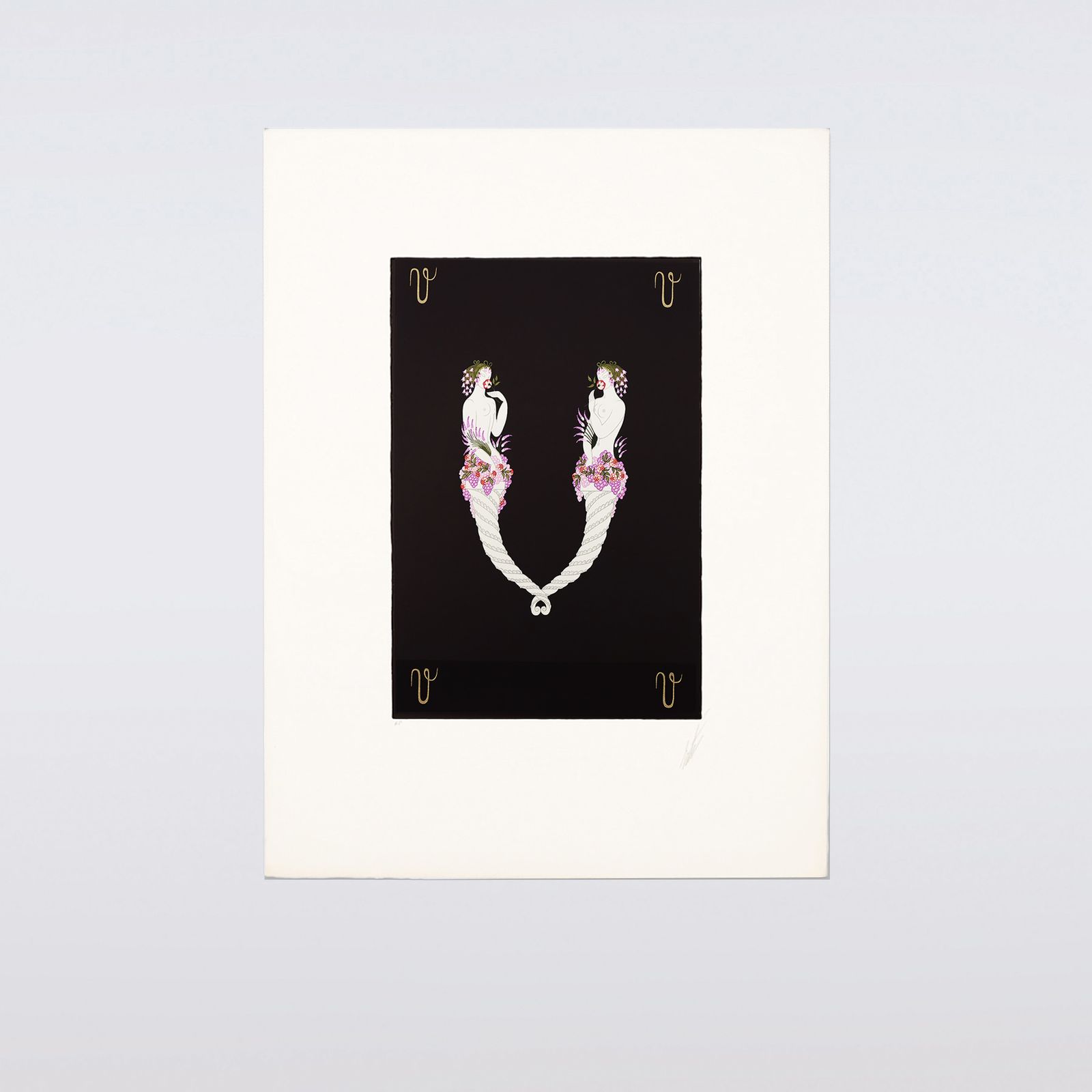 Rare Artist Proof Letter ‘V’ Erté (Romain De Tirtoff)  Alphabet Limited Edition Serigraph Print From 1976 photo vinterior