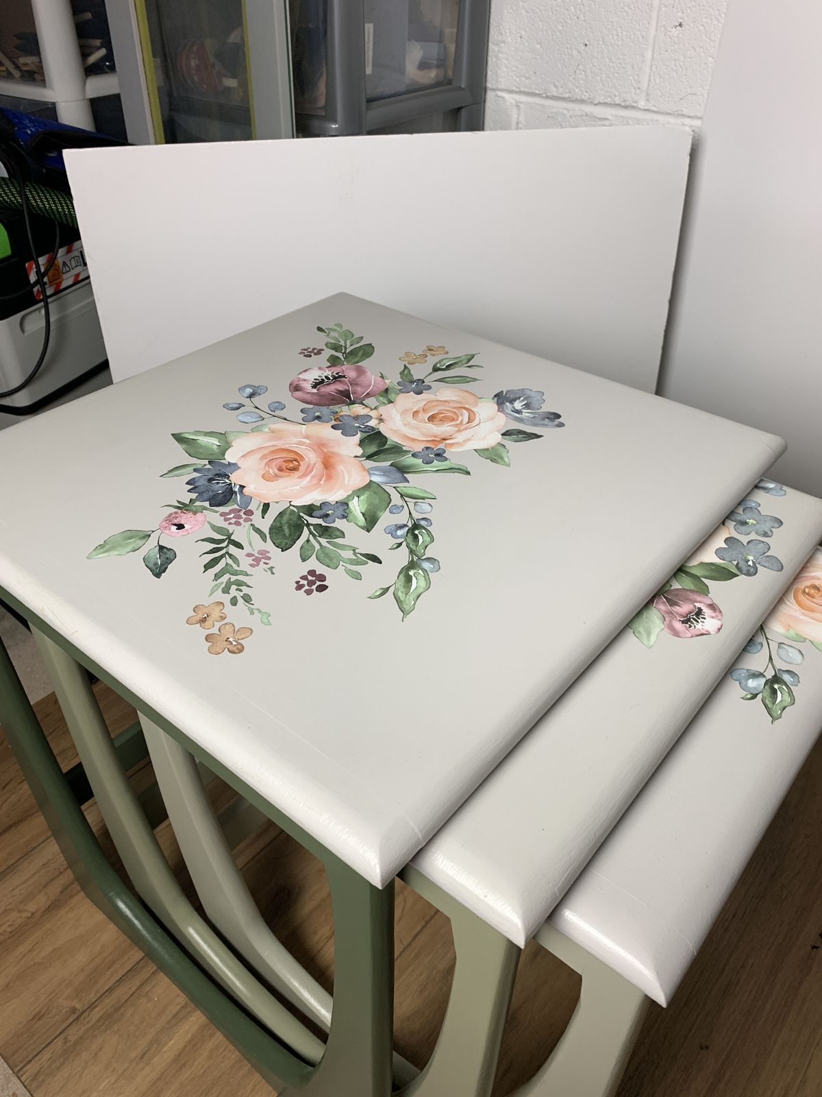 Vintage Nest Of Green Tables By One Of A Kind Designs photo Furniture