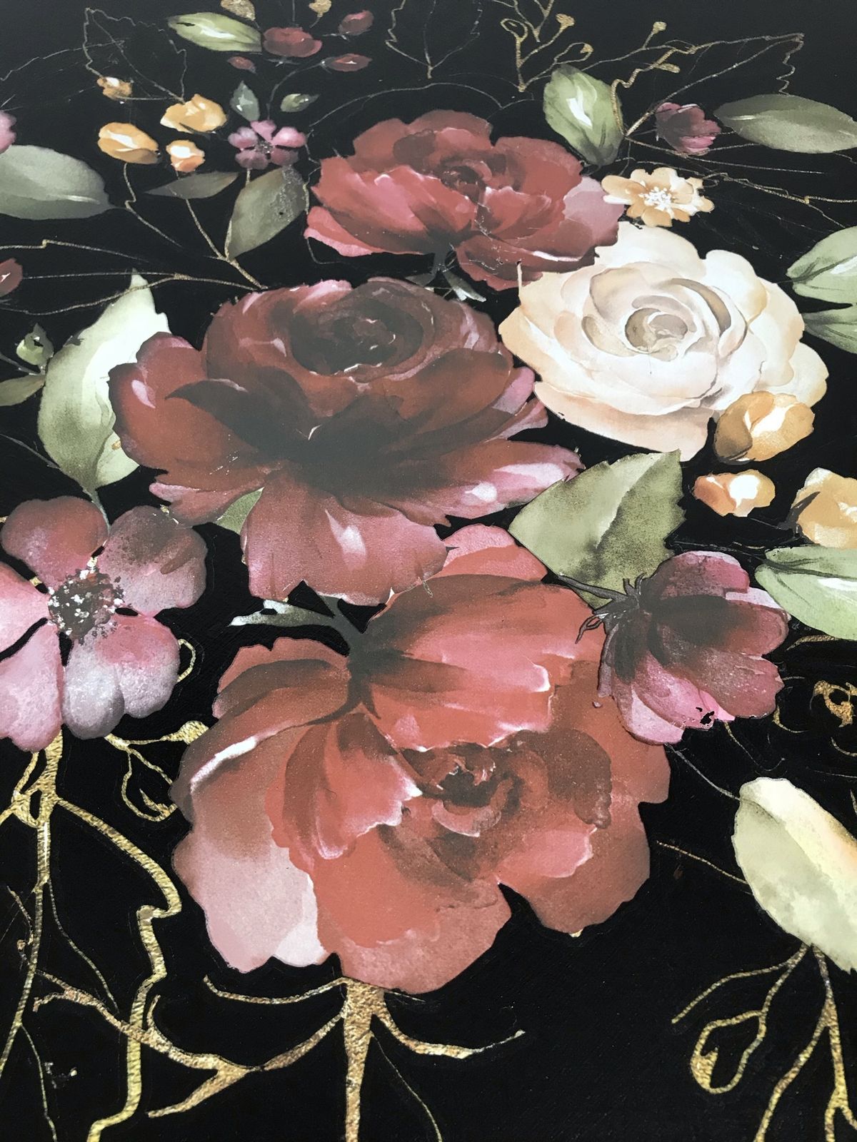 Black And Gold Vintage Coffee Table With Claw And Ball Feet photo for sale