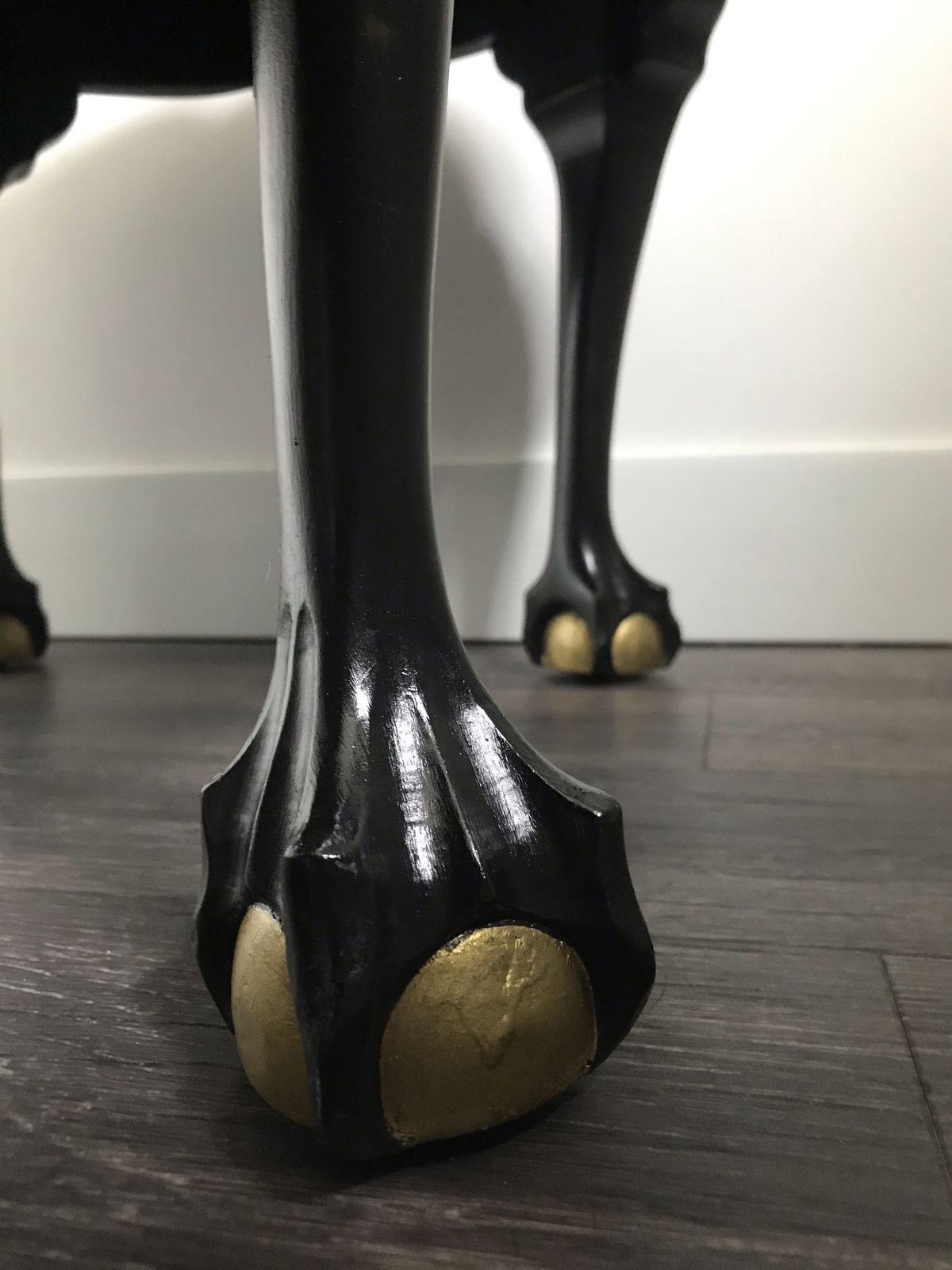 Black And Gold Vintage Coffee Table With Claw And Ball Feet photo 195.0