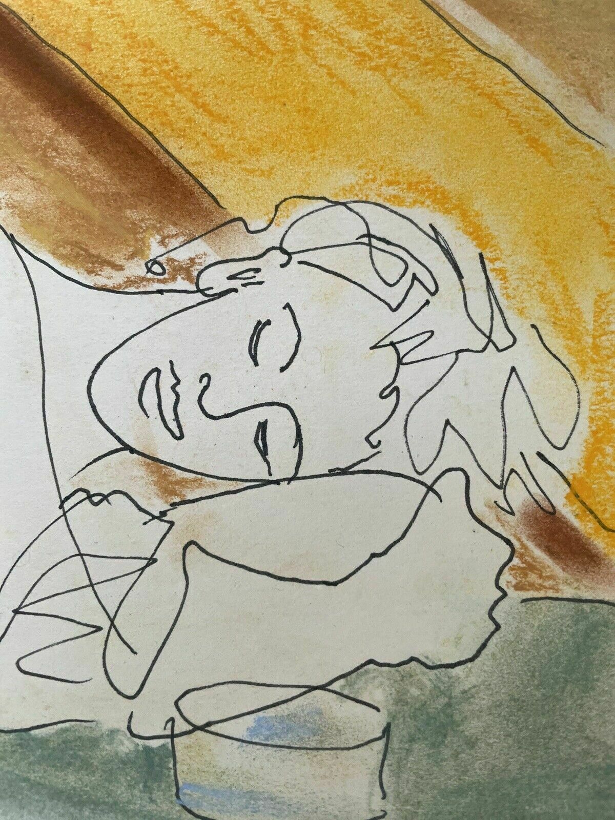 Original Hugo "Puck" Dachinger Pen & Pastel Drawing Of A Waitress, Framed photo Art