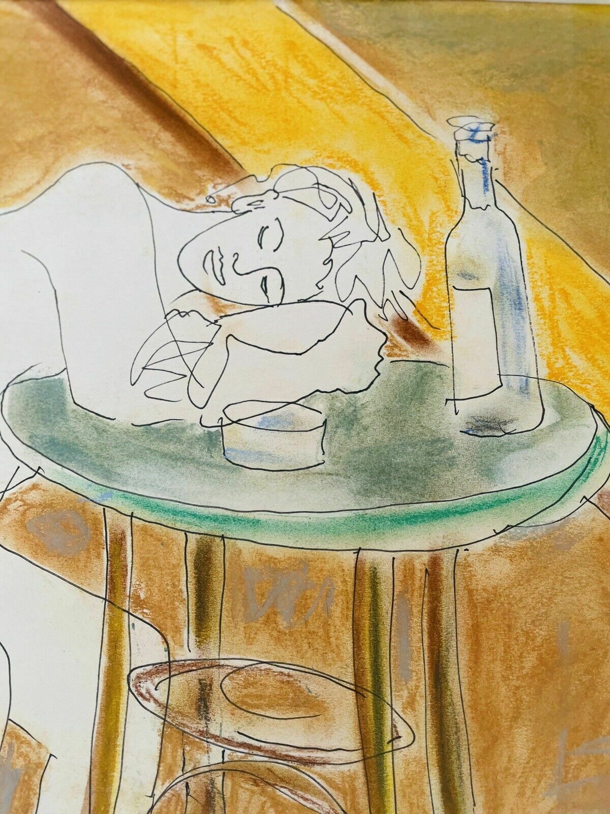 Original Hugo "Puck" Dachinger Pen & Pastel Drawing Of A Waitress, Framed photo 500.0