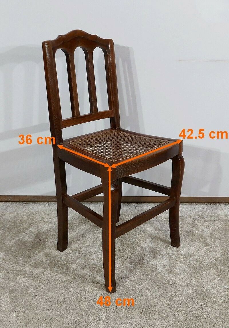 photo vintage Set Of 4 Solid Oak Chairs, 19th Century