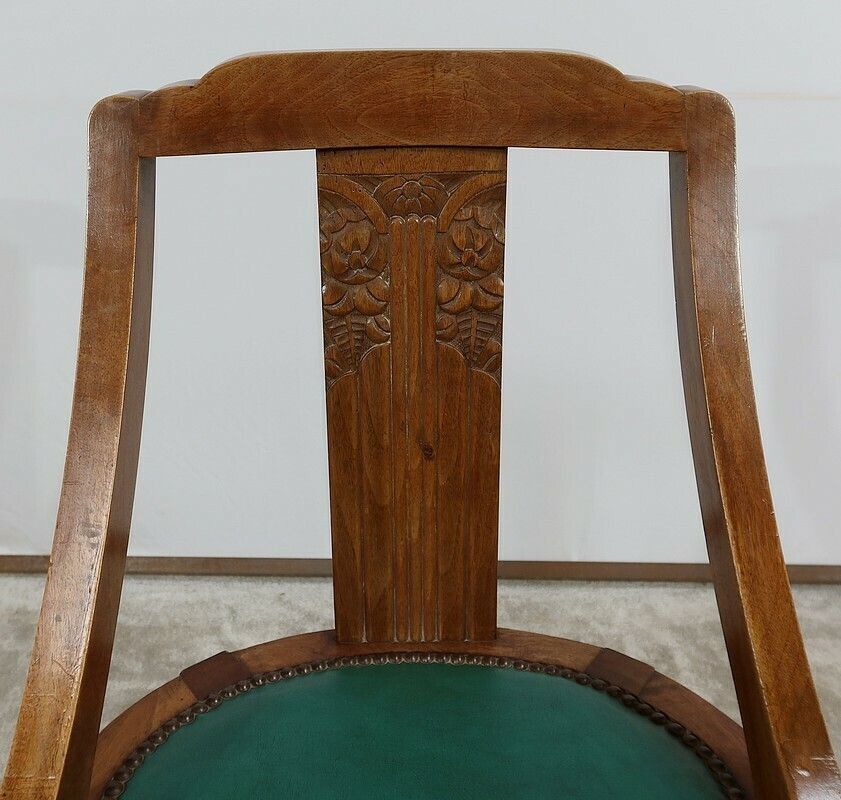 photo for sale Suite Of 8 Gondola Chairs In Solid Walnut, Art Deco – 1930
