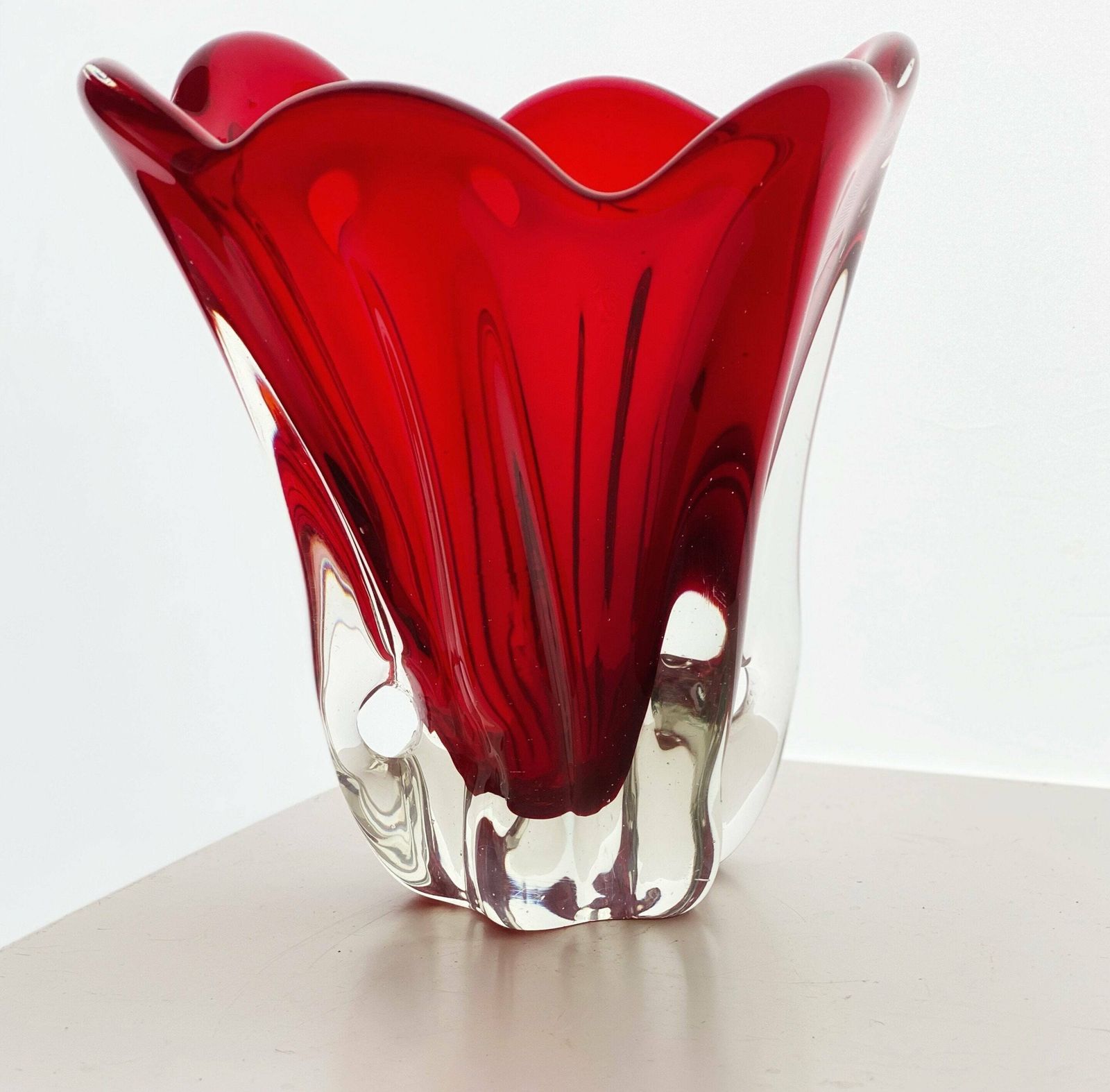 Dramatic Free Form 1950s Japanese Glass Vase