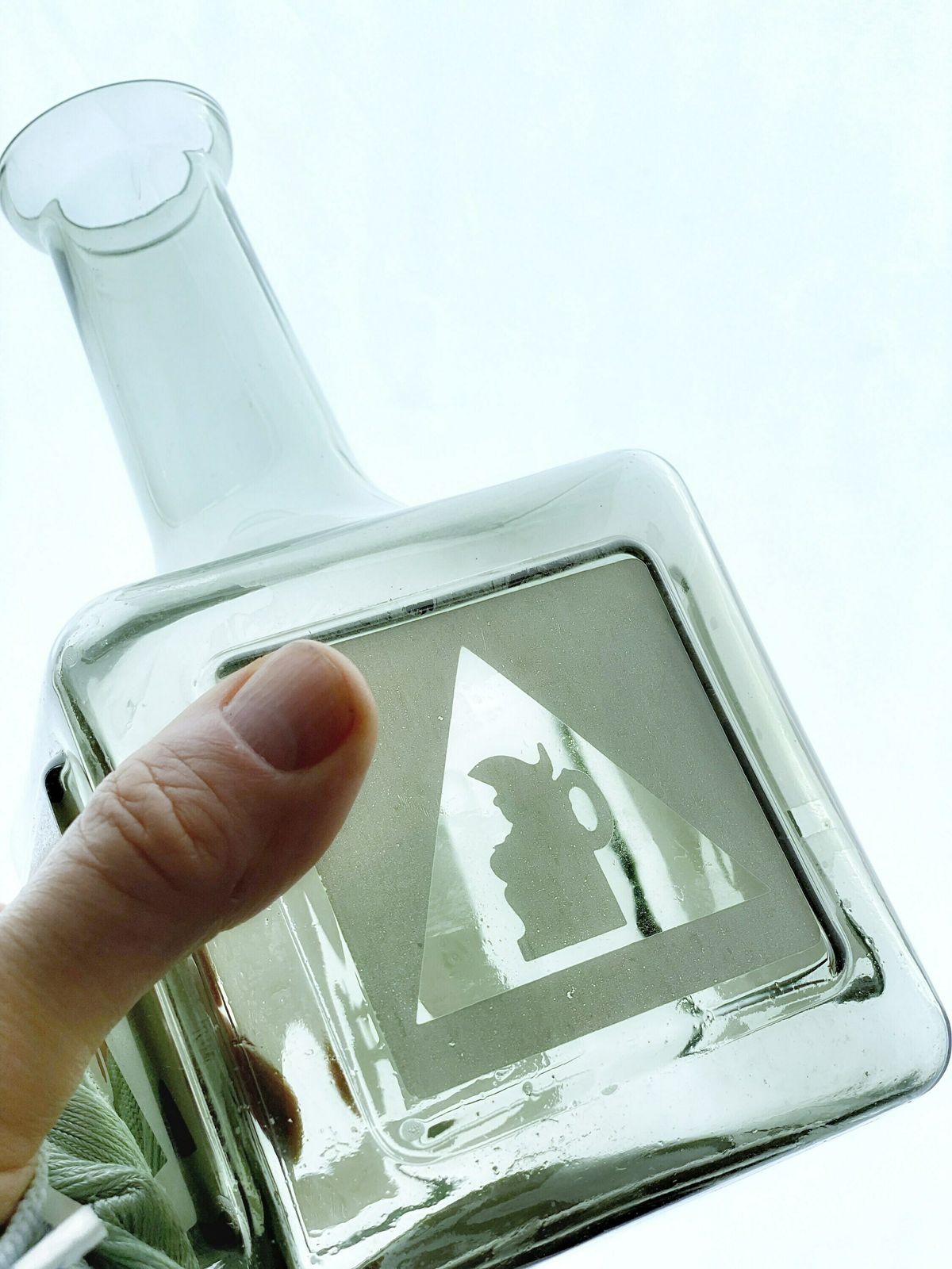 1970s | Bass Charrington | Smoked Glass Bottle | Frosted Toby Jug Logo photo for sale