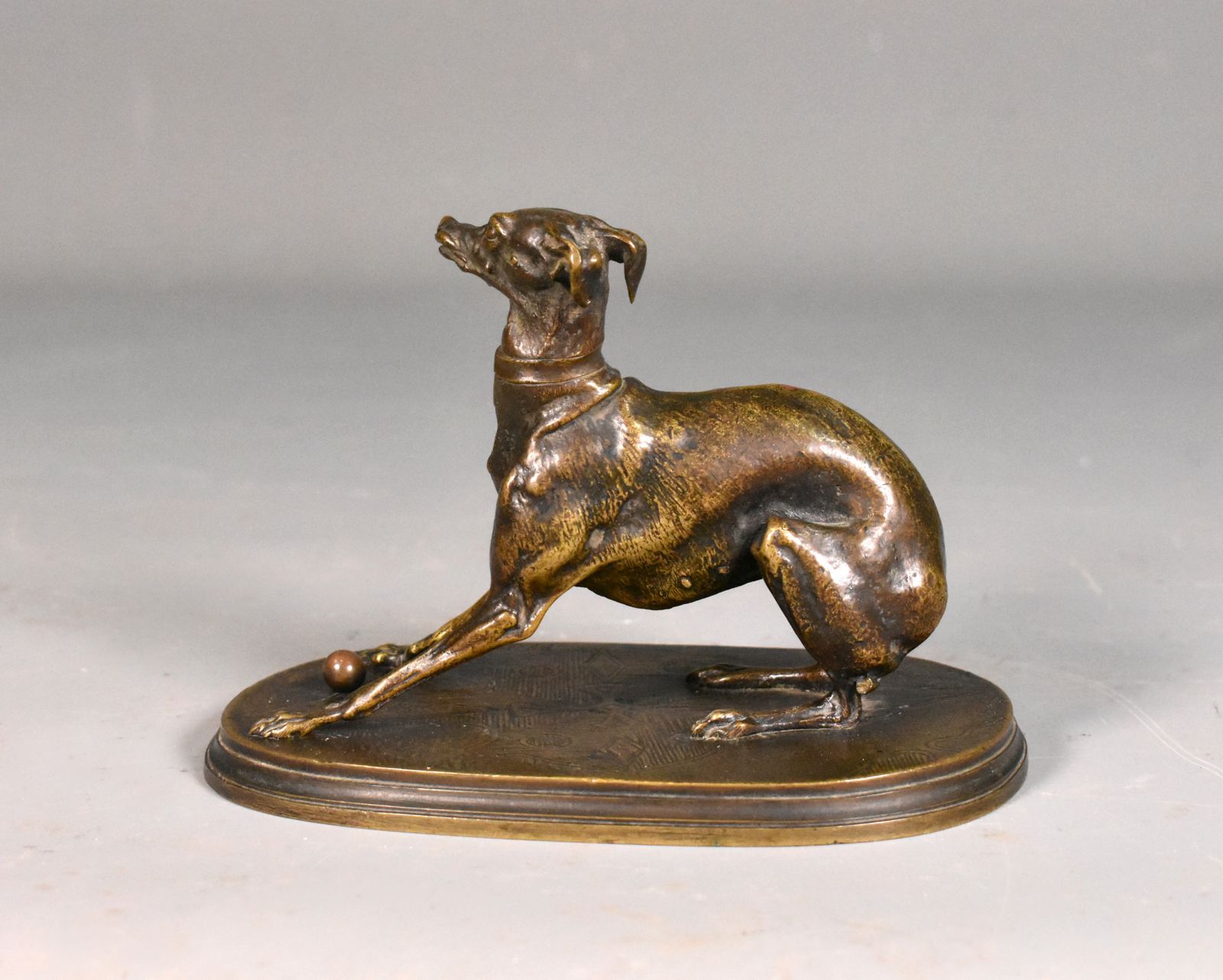 Greyhound With Ball In Bronze By Pierre Jules Mène (1810 1879) photo Art