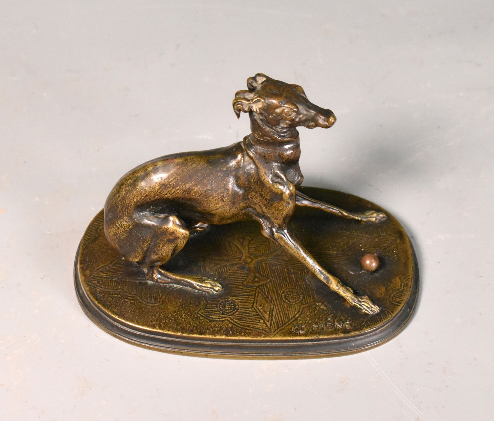 Greyhound With Ball In Bronze By Pierre Jules Mène (1810 1879) photo 550.0