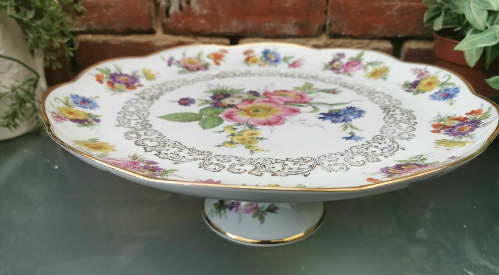 Bayreuth Gloria Hand Painted Vintage Cake Stand photo Home Decor
