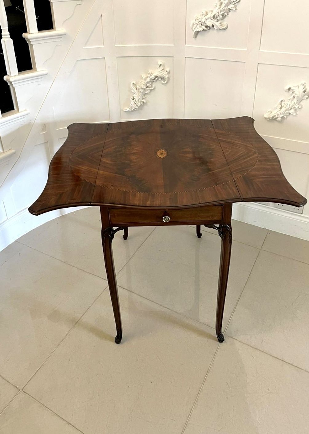 Antique 18th Century Quality Mahogany Inlaid Butterfly Pembroke Table photo buy