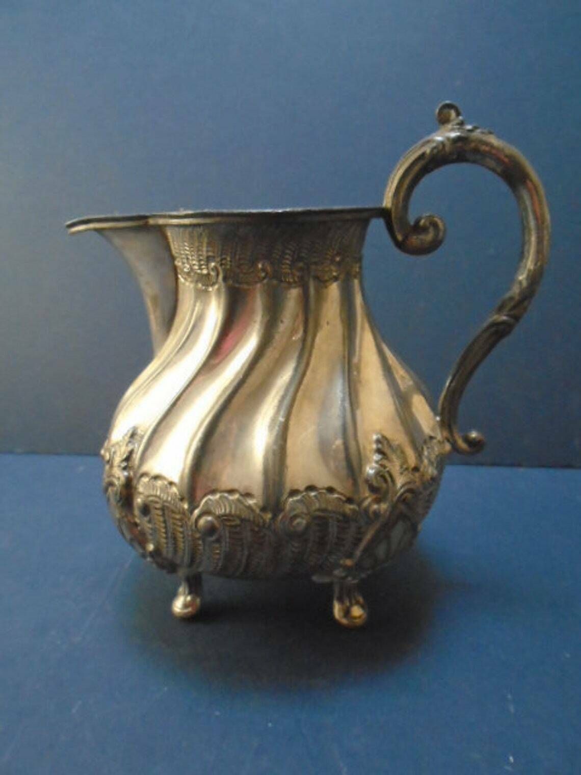 photo for sale Antique French Silver Plated Creamer Or Milk  Syrup  Honey Jug Circa 1900s Victorian