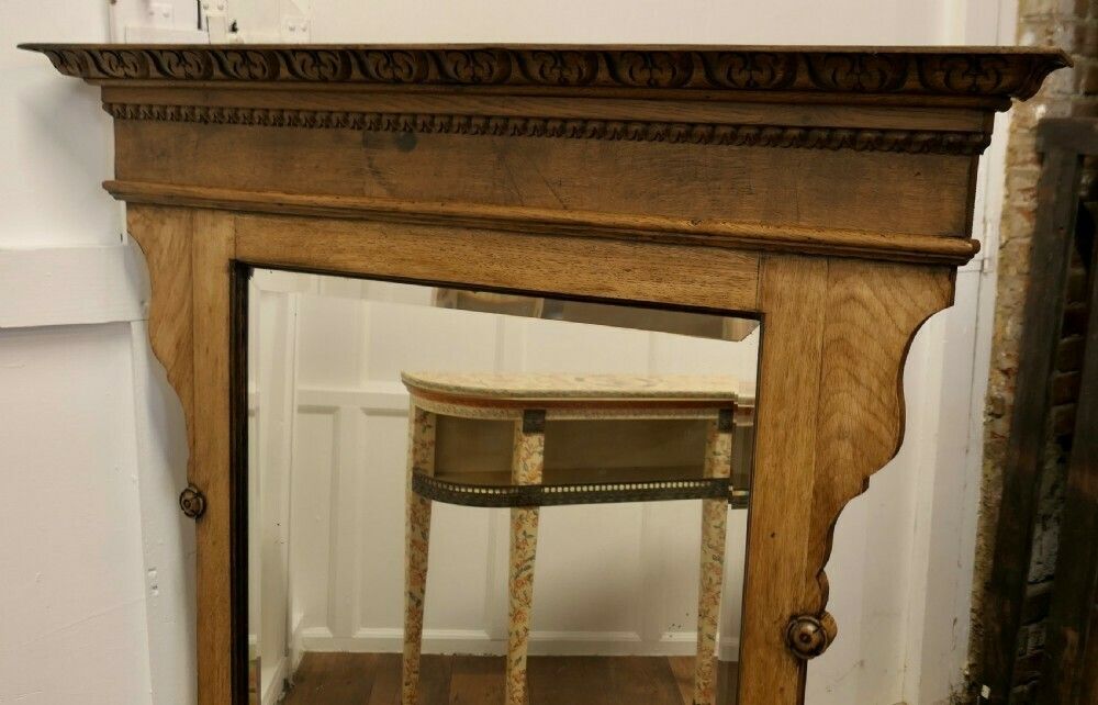 A Large Arts And Crafts 19th Century Light Oak Over Mantle Mirror photo buy