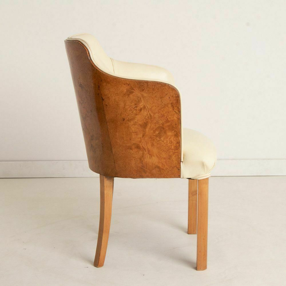 Pair Of Burr Maple British Art Deco Salon Chairs By Hille C.1930 photo for sale