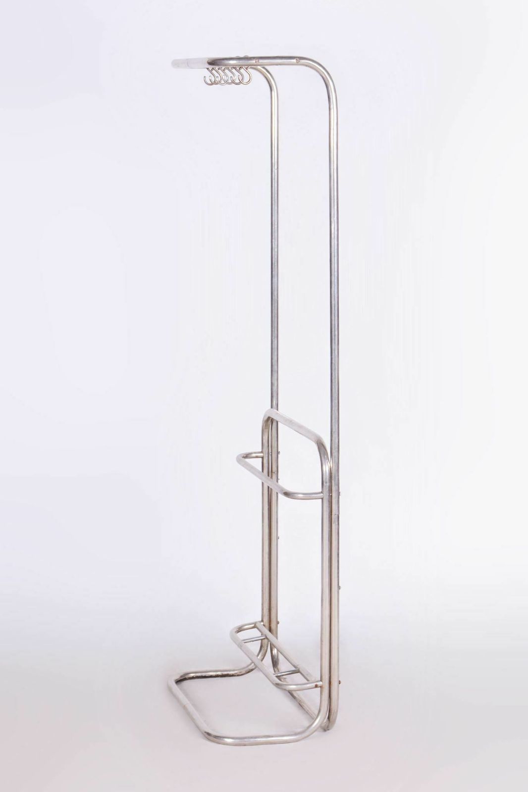 Original Bauhaus Dressing Room Wall, Chrome Plated Steel, Czechia, 1930s photo Home Decor