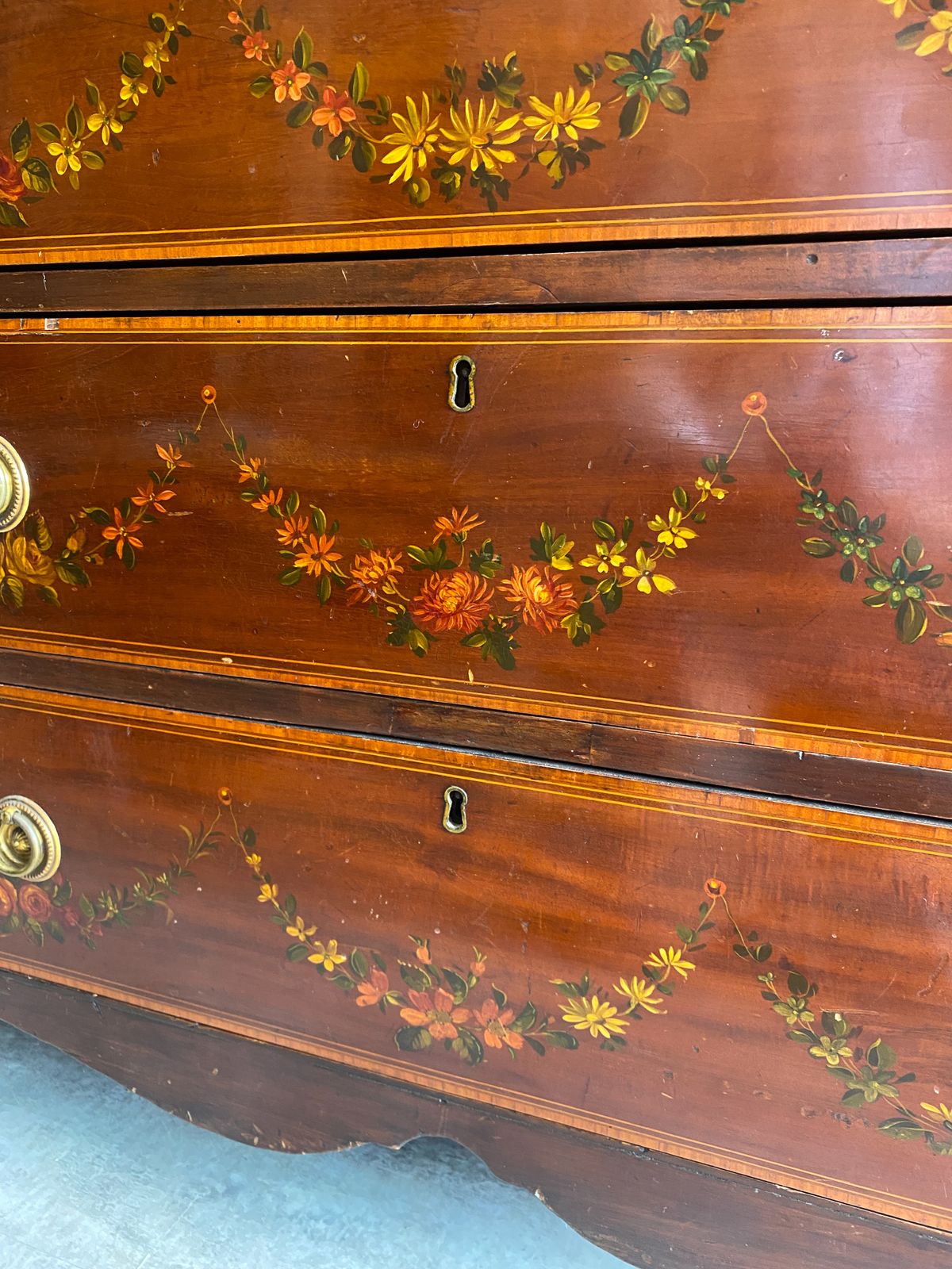 Early 19c Sheraton Revival Style Painted Mahogany Secretaire Chest photo Furniture