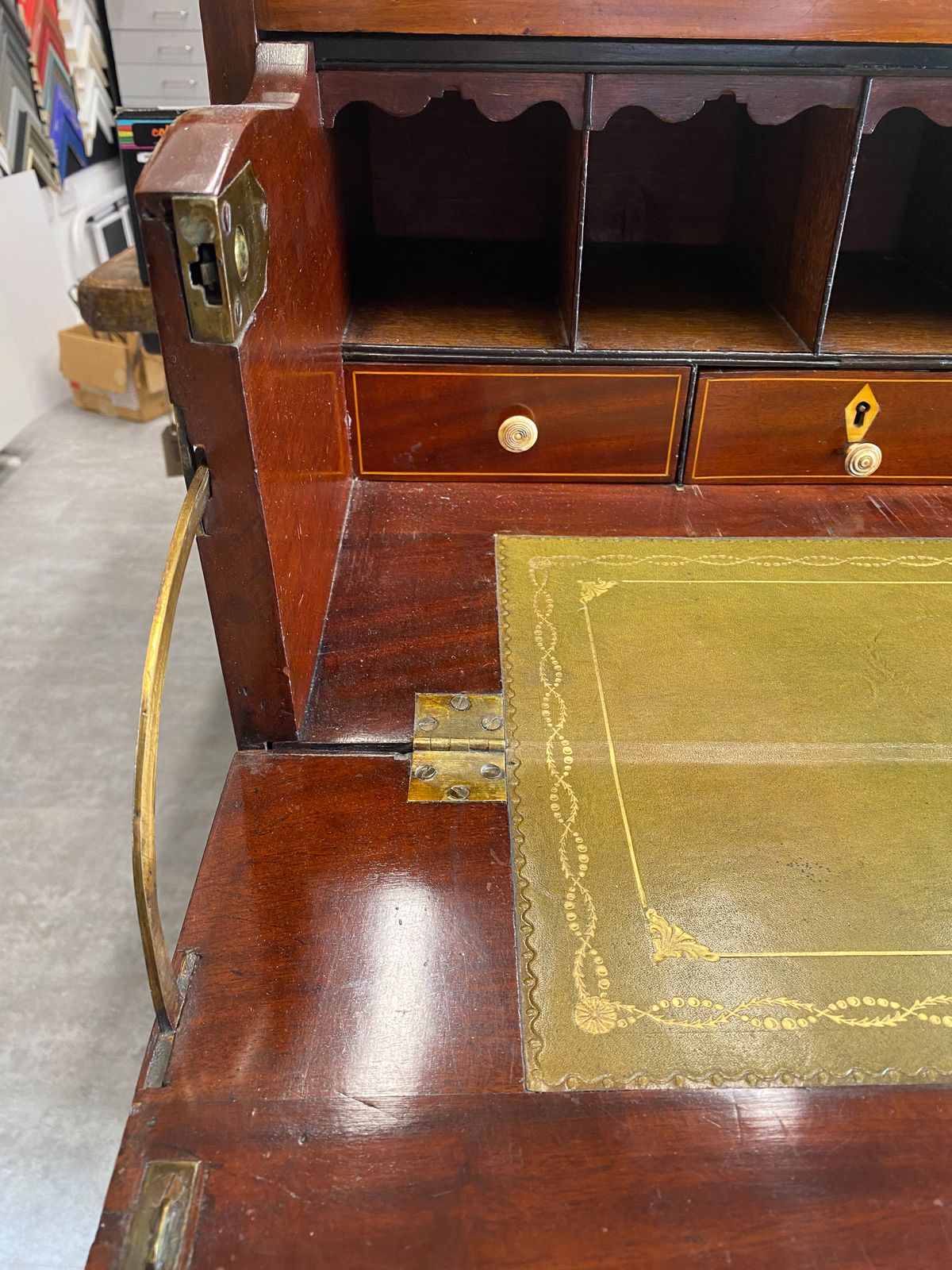 Early 19c Sheraton Revival Style Painted Mahogany Secretaire Chest photo vintage