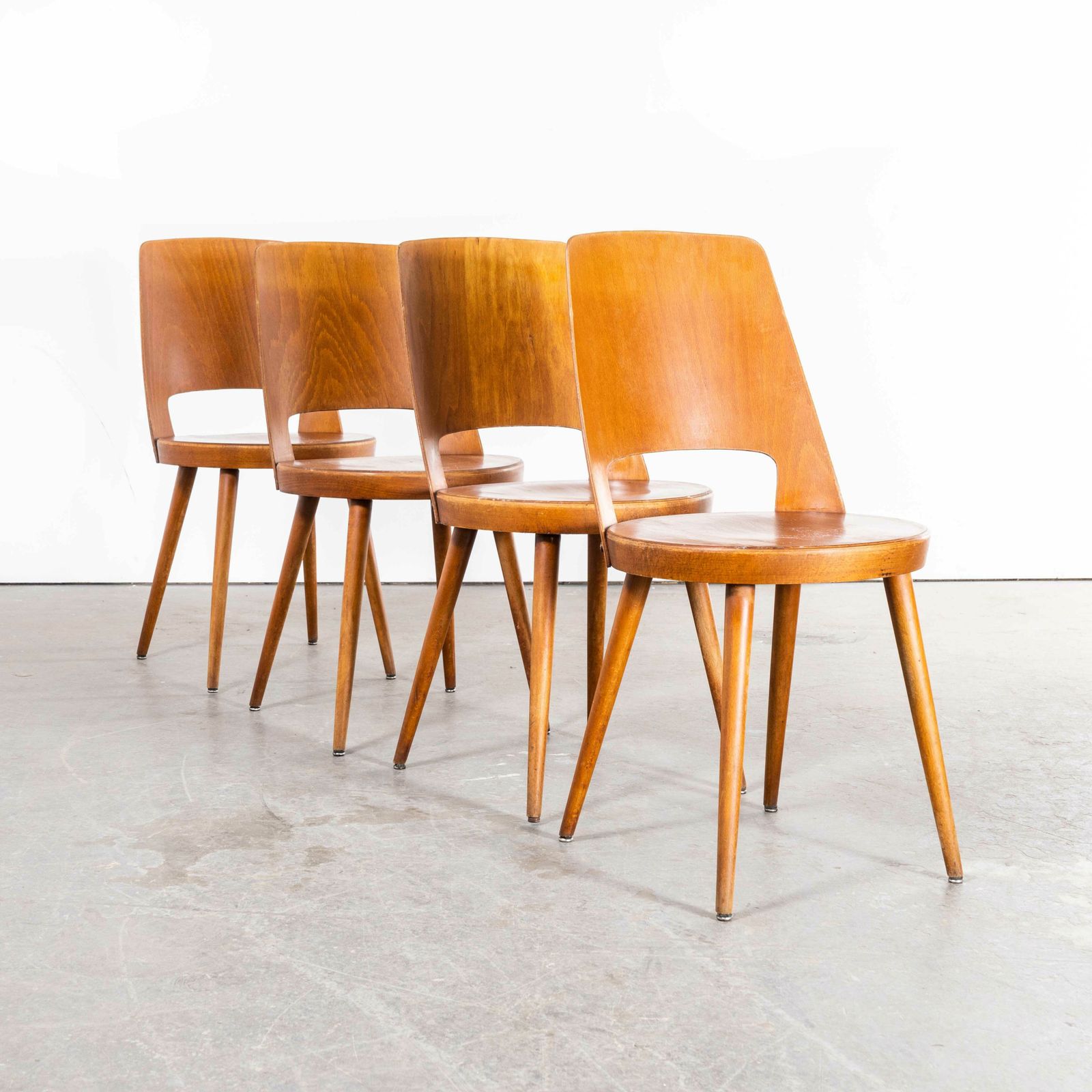 photo for sale 1960’s French Baumann Honey Beech Bentwood Mondor Dining Chair – Set Of Four