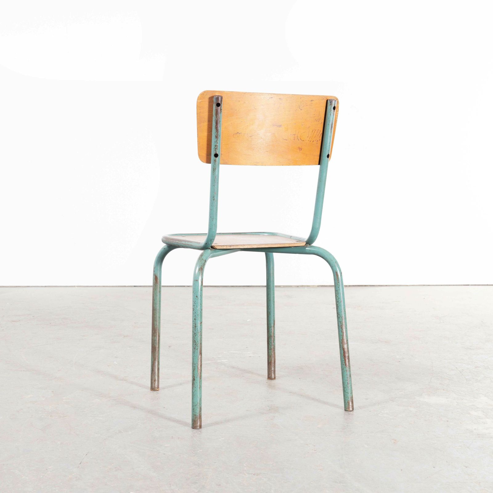 photo for sale 1950’s French Mullca Framed Seat Stacking Dining Chairs – Set Of Eight