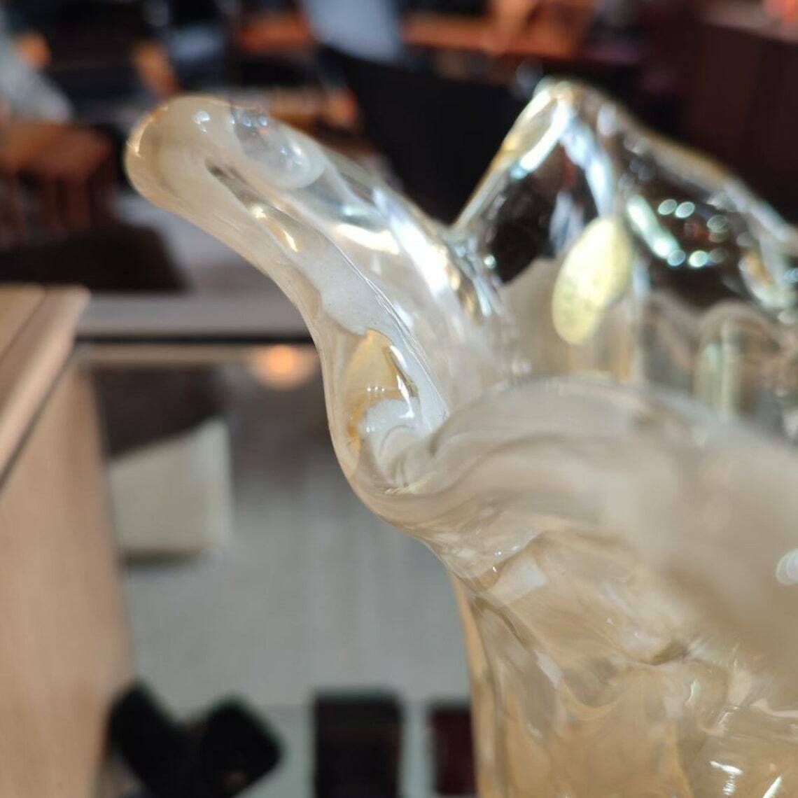 Luxurious Vintage Murano Handkerchief Crystal Vase   Made In Italy photo vinterior